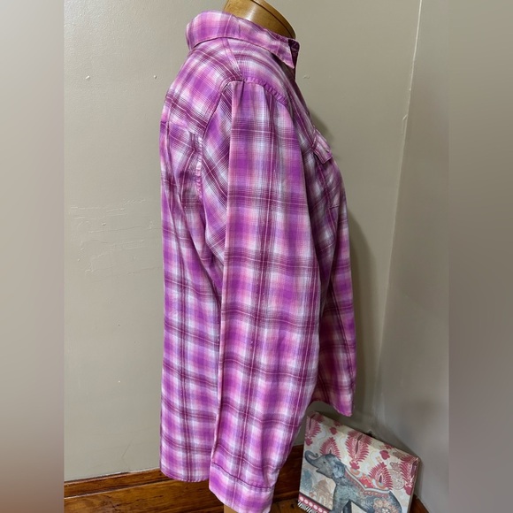 Wrangler Wrancher Women Pink Plaid Pearl Snap Long Sleeve Button Up Shirt Wester - Picture 3 of 8